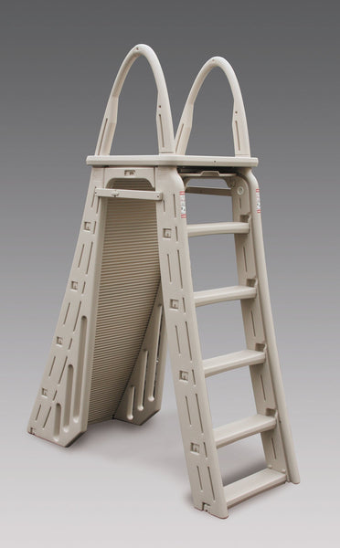 27' x 52"  Grande Brown Paintbrush Tan Resin Frame Swimming Pool, Steel Wall, Hayward Filter System,  EZ Bead Liner + Accessories + Confer 7200 A frame Ladder