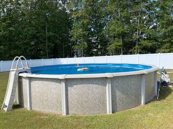 52 " Above Ground Tan Resin Frame Swimming Pool, Steel Wall, Resin Toprails, Caps, and Uprights